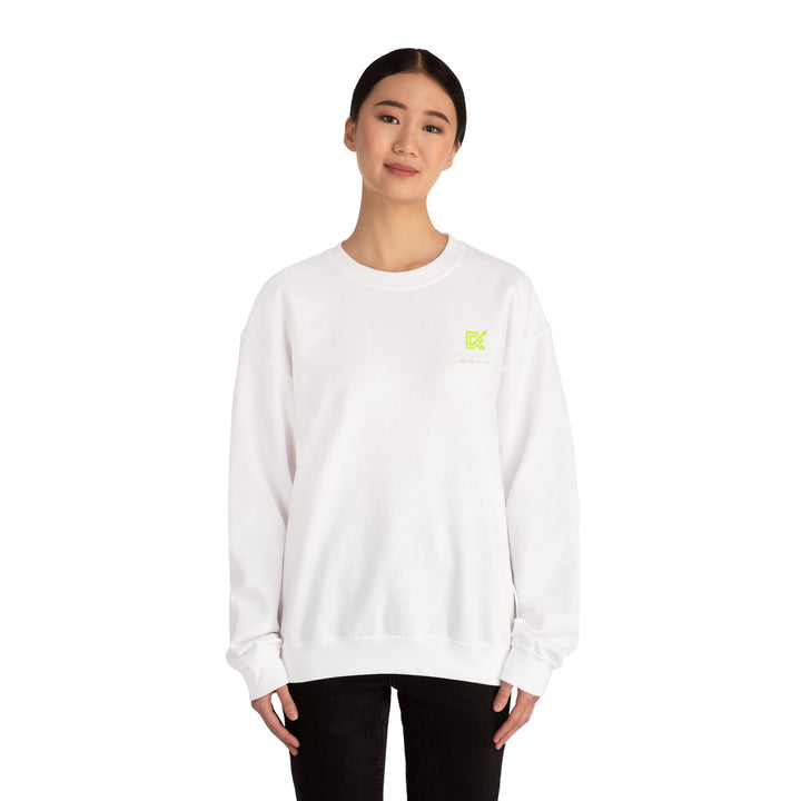 Unisex motivational crewneck sweatshirt with bold back print ‘Sleep Is for Millionaires. I’m Still Building.’ designed for entrepreneurs and goal-setters.
