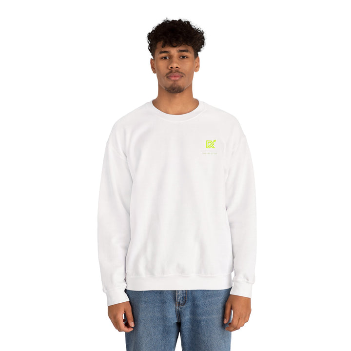 Unisex motivational crewneck sweatshirt with bold back print ‘Sleep Is for Millionaires. I’m Still Building.’ designed for entrepreneurs and goal-setters.
