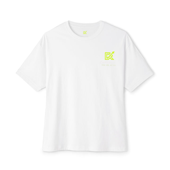 Unisex oversized boxy tee with "Every Day Is a Business Day" slogan, relaxed fit, dropped shoulders, and soft cotton fabric for comfort and style.