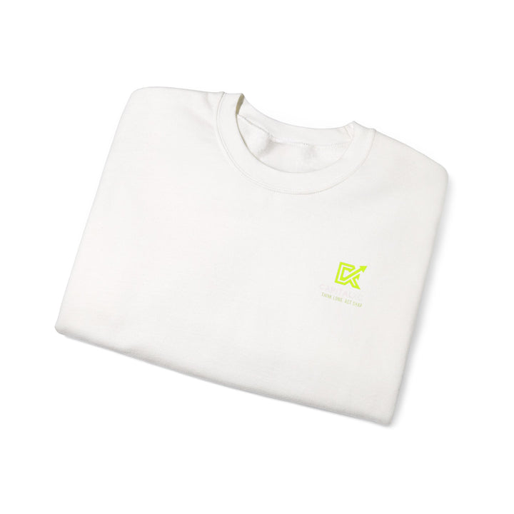 Unisex motivational crewneck sweatshirt with bold back print ‘Sleep Is for Millionaires. I’m Still Building.’ designed for entrepreneurs and goal-setters.

