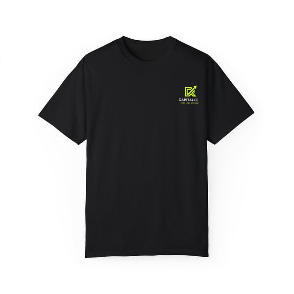Unisex "Built Different, Paid Different" motivational t-shirt in garment-dyed fabric, offering relaxed fit and unique texture for a stylish, comfortable everyday look.