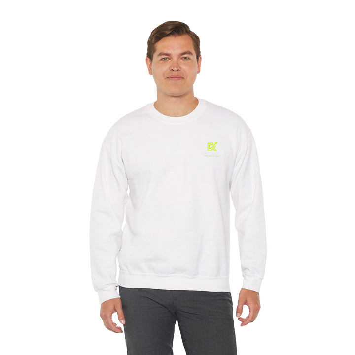 Unisex motivational crewneck sweatshirt with bold back print ‘Sleep Is for Millionaires. I’m Still Building.’ designed for entrepreneurs and goal-setters.