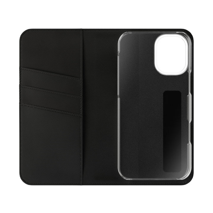 Flip wallet phone case with 'Act Broke. Think Like a CEO' quote in faux leather – functional phone accessory for entrepreneurs