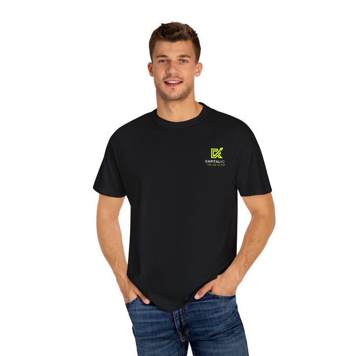 Unisex "Built Different, Paid Different" motivational t-shirt in garment-dyed fabric, offering relaxed fit and unique texture for a stylish, comfortable everyday look.