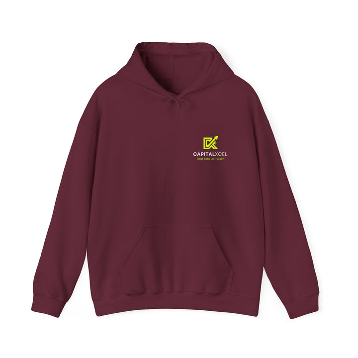 Unisex hoodie in black with CapitalXcel logo embroidered 