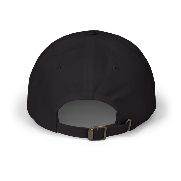 Classic dad cap with motivational slogan "Make Passive Income. Think Long. Act Sharp." embroidered on front, unstructured low-profile fit with antique brass buckle closure.