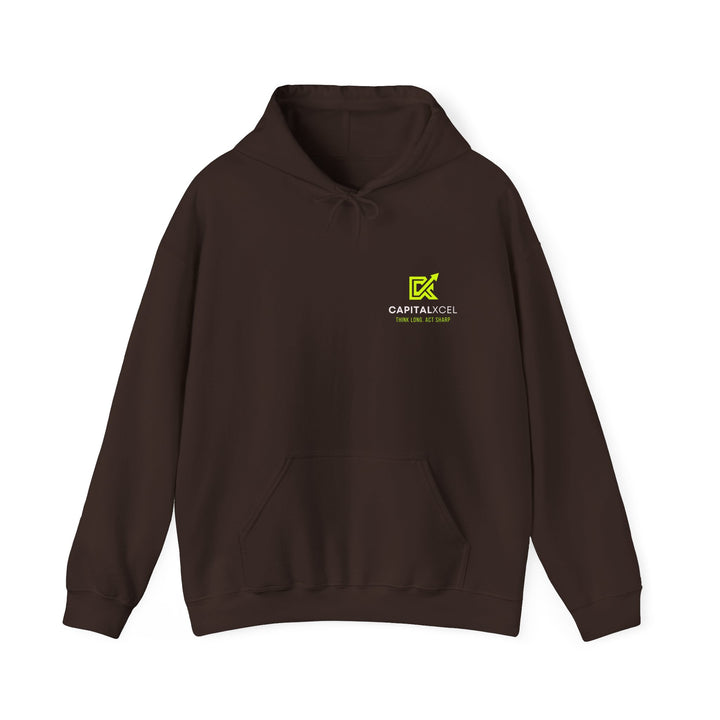 Unisex hoodie in black with CapitalXcel logo embroidered 
