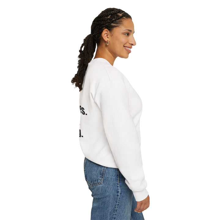 Unisex motivational crewneck sweatshirt with bold back print ‘Sleep Is for Millionaires. I’m Still Building.’ designed for entrepreneurs and goal-setters.