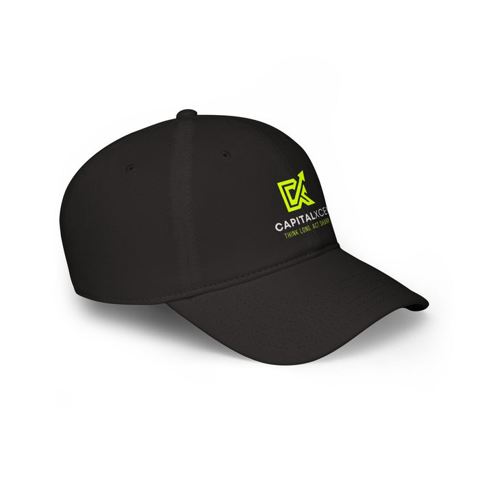 Unisex CapitalXcel low profile cotton baseball cap with adjustable Velcro® strap, designed for breathable, everyday style.

