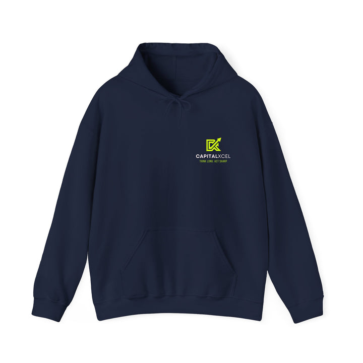 Unisex hoodie in black with CapitalXcel logo embroidered 