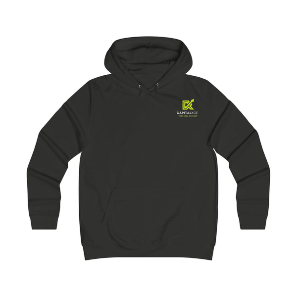 Unisex_college_hoodie_with_Make_Money._Make_Sense._slogan_motivational_streetwear_on_model