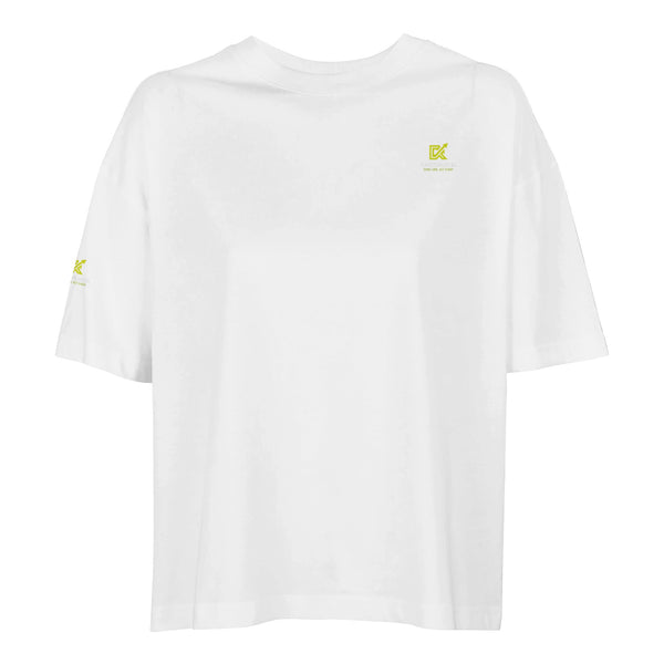 Women's Oversized T-shirt with "Built in the Dark Paid in the Light" slogan – 